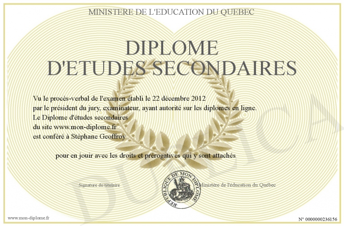 diplome d’etude secondaire